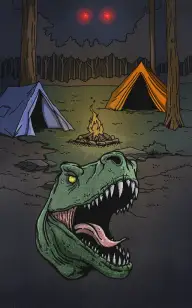 A Scary T-rex in the Tent