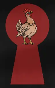 Chicken Peeping Through the Keyhole