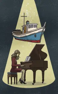 She Played as the Yacht Waited