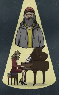 She Played as the Hitchhiker Waited