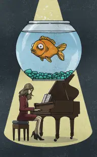 She Played as the Fish Bowl Waited