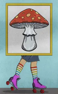 Mushroom on Rollerblades