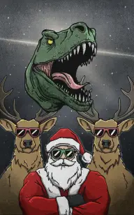 Santa & Dinosaur on Watch