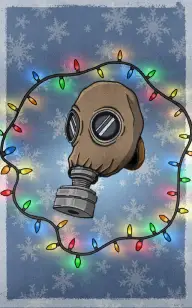 Gas Mask Wrapped in Lights