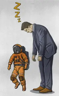 Astronaut Sleeping on the Job