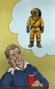 Diver Lost in Thoughts