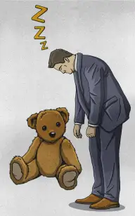 Teddy Bear Sleeping on the Job