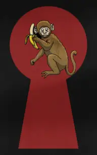 Monkey Peeping Through the Keyhole
