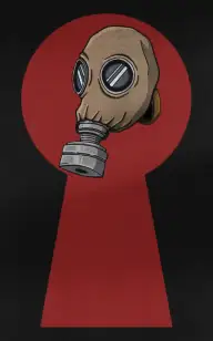 Gas Mask Peeping Through the Keyhole